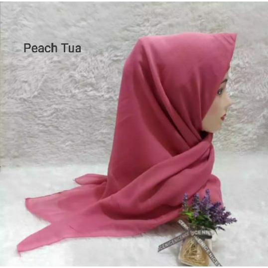 QBZ / SEGI 4 PARIS PREMIUM SERI WARNA 3 / JILBAB SEGIEMPAT PARIS NECI /SEGI EMPAT REDROS/VARISA/AZARA / CIPUT RAJUT DUA WARNA-Peach Tua
