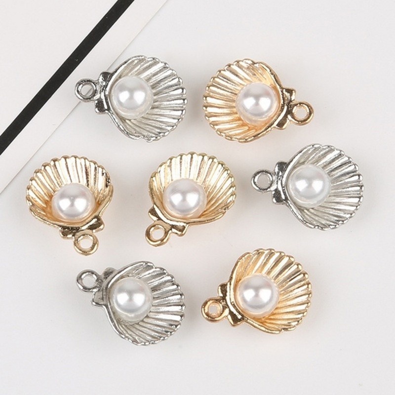 10pcs Liontin Kerang Mutiara Bahan Alloy Handmade DIY Untuk Membuat Perhiasan