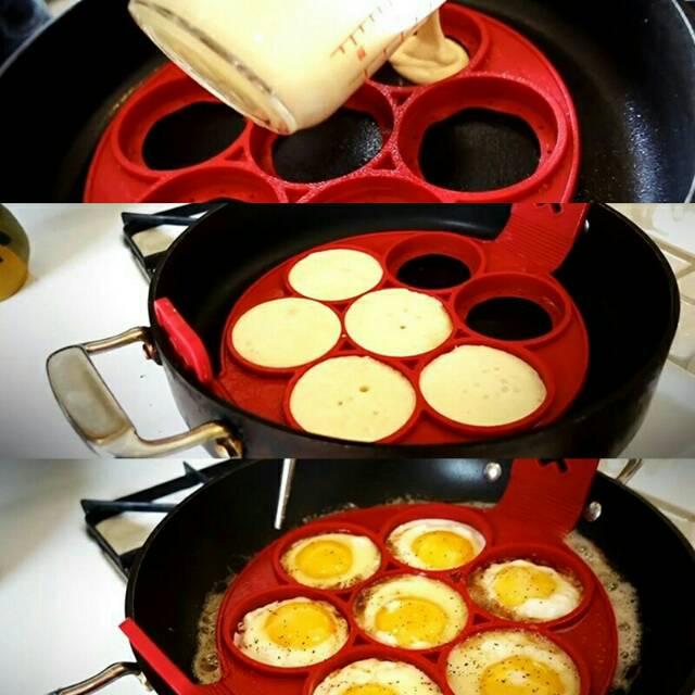 Pancake maker silikon cetakan pancake 7 lubang alas adonan spuit mawar spuit 1M cutter fondant