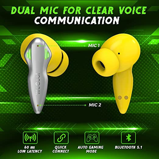 WeCool Moonwalk M4 Bluetooth Earphones Truly Wireless in Ear Earbuds Telinga Earbud dengan Mikrofon Headset Gaming In-Ear Bluetooth Ultra-ringan Latensi Sangat Rendah Headset Bluetooth Mikrofon Ganda Headset Nirkabel Gaming Headset