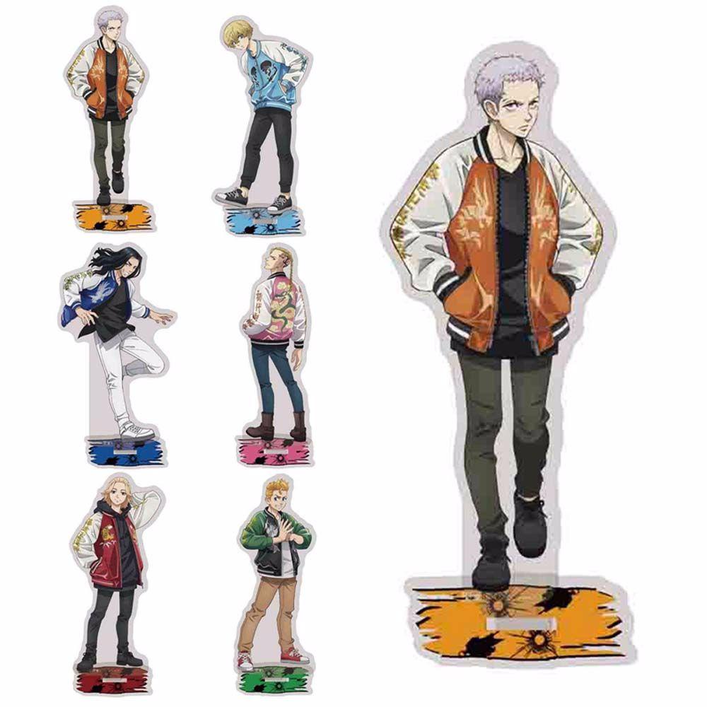 Lanfy Tokyo Revengers Anime Kartun Anime Fans Hadiah Sano Manjiro Hanagaki Takedao Ken Desktop Standing Card Ryumiya Dekorasi Figure Model Plat