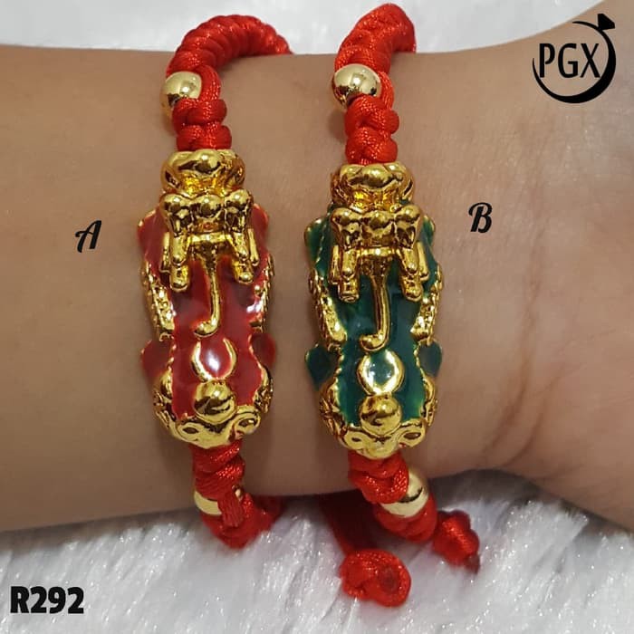LMX Gelang Pixiu Tali Merah   Perhiasan Xuping Lapis Emas    R292 Limited