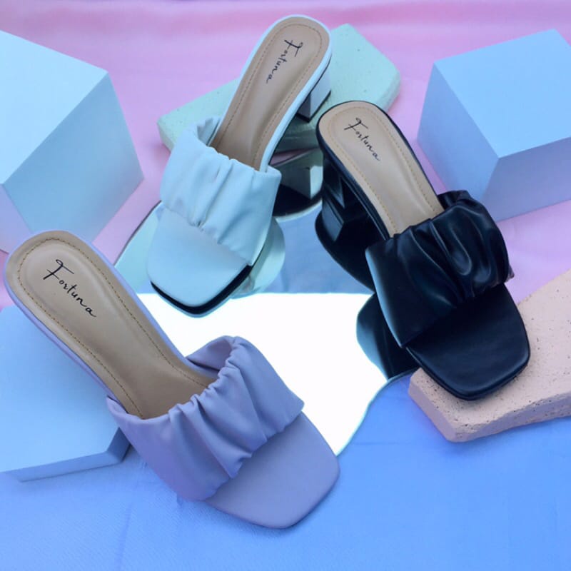 Sandal hak wanita slop karet