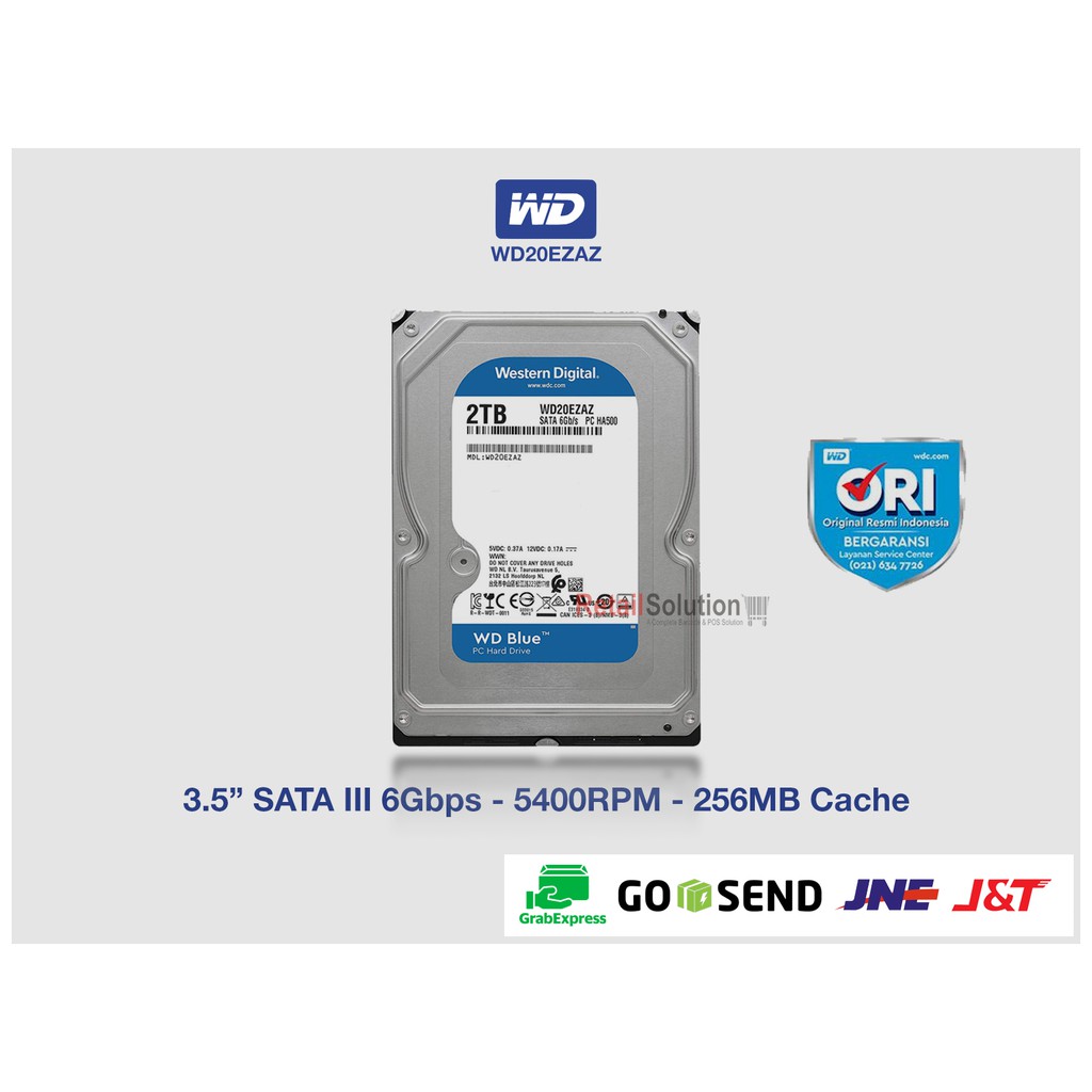 HDD WD Blue 2TB 3.5&quot; 5400RPM SATA III ORI - HDD Internal PC Desktop