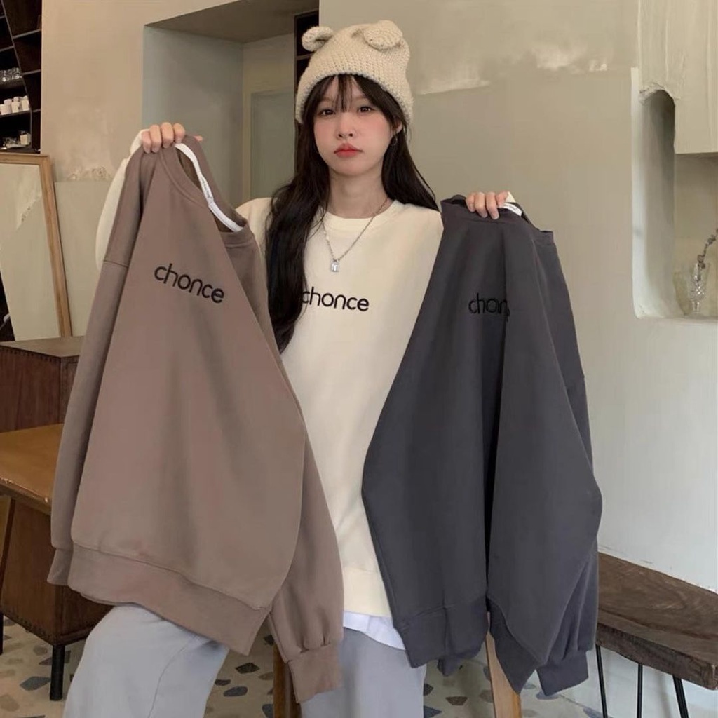 Sweater Oversize Wanita | CHONCE Bordier ✔  Sweater Fashion Korean Style Oversize | Sweatshirt Pakaian Wanita Kekinian8