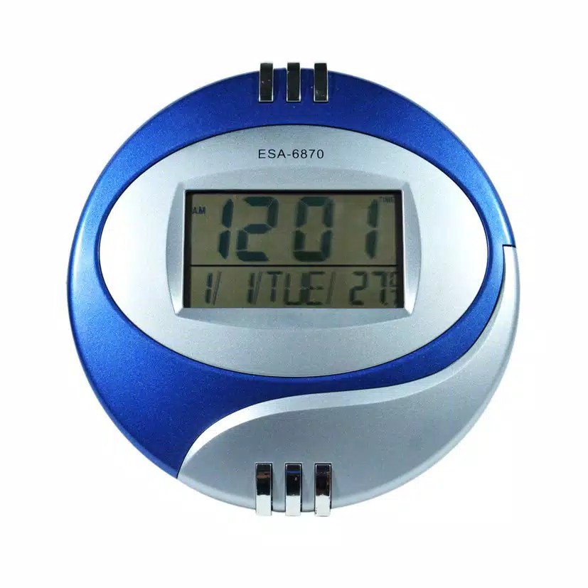 Jam Dinding Digital Alarm Clock Fitur Kalender Hari Tanggal Suhu Temperatur ES6870 Free Baterai