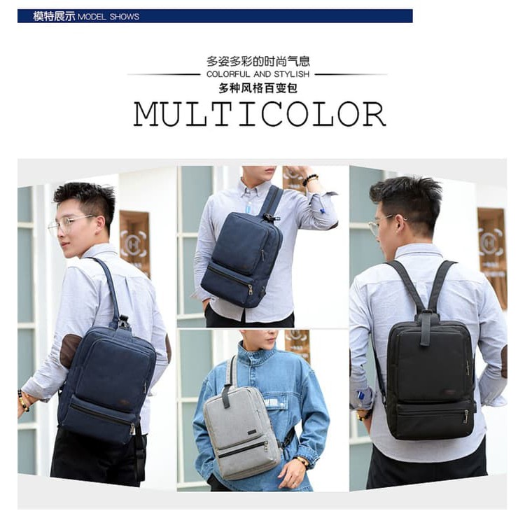 Mega_1688 Tas Selempang Ransel 2 In 1 USB Denim MG609