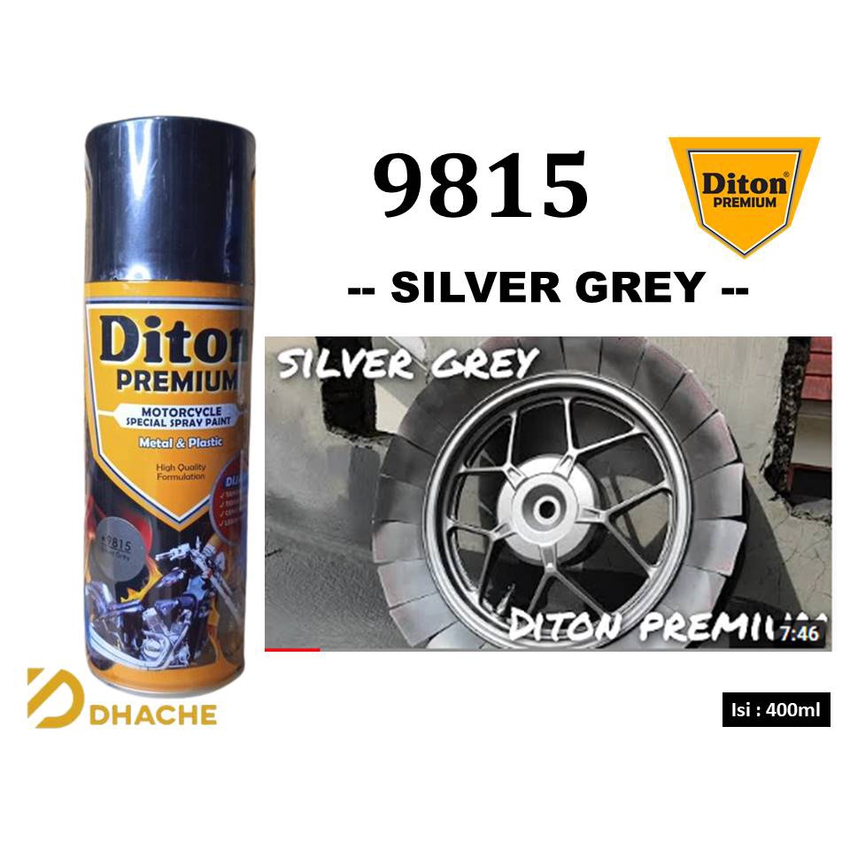 Cat Pilox Diton Premium SILVER GREY 9815 warna perak abu bagian mesin velg sepeda motor mobil pylox