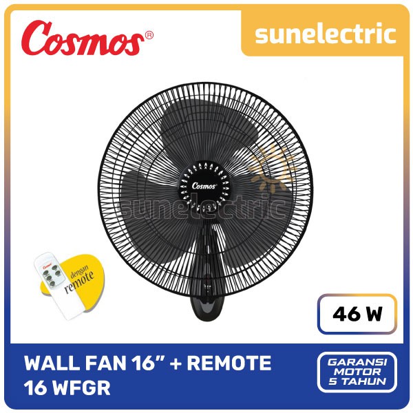 Cosmos 16-WFGR Kipas Angin Dinding / Wall Fan + Remote 16 Inch / 40 cm / 16WFGR / 16 WFGR