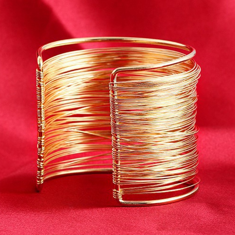 1pc Gelang Bangle Cuff Adjustable Model Terbuka Untuk Wanita