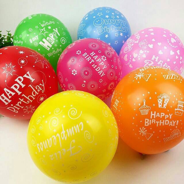 Balon Print HBD Isi 100pcs /Balon Latex /Balon Ultah/ Balon Dekorasi/ Balon Motif