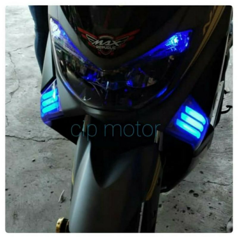 Lampu Sen Depan Nmax old Led Merah Biru Putih - biru