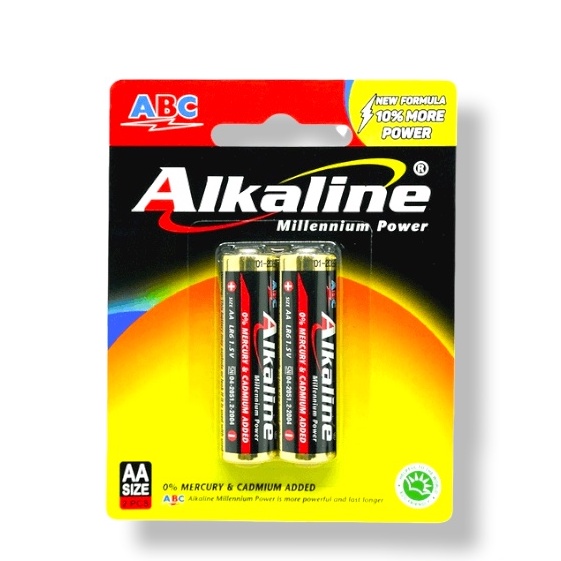 Baterai Battery ABC AA (A2) Alkaline isi 2 Ukuran Sedang LR6 Millennium Power Batu batre Remote Radio Camera - Satu Set- SHSNP