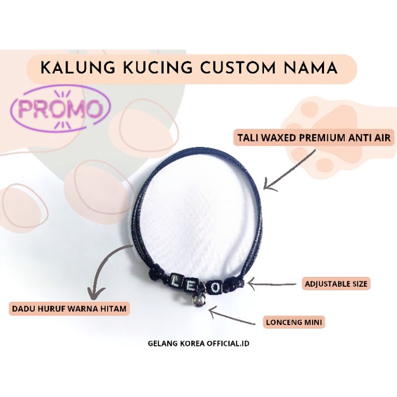 KALUNG KUCING TALI HITAM BISA CUSTOM NAMA KALUNG KUCING NAMA DADU KALUNG KUCING ANTI AIR KALUNG KUCI