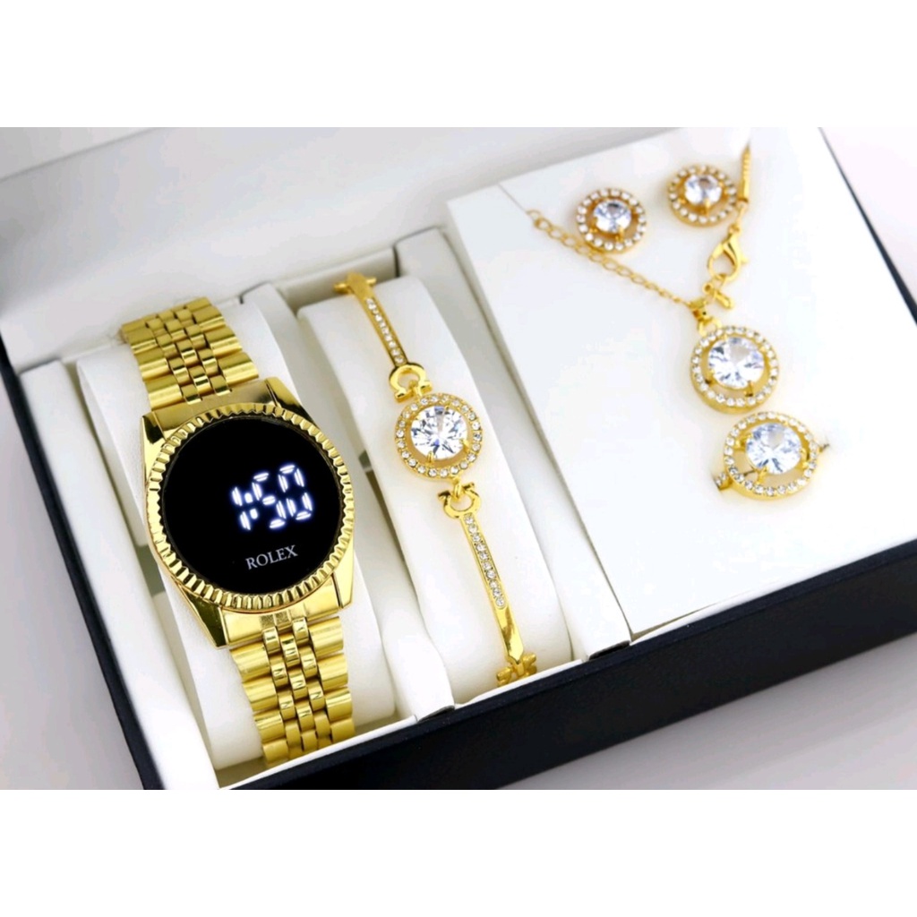 Jam Tangan Wanita / Cewek Rolex Led Touch Watch Paket 52371KH Free Accessories & Box - COD