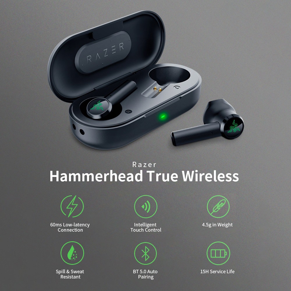 Razer Hammerhead True Wireless Earbuds Bluetooth Gaming