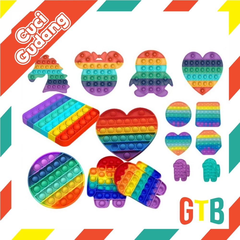 ❤GTB❤ Mainan Pop It Rainbow Shape Fidget Push Pop It Bentuk Bulat Tik Tok / Pop Its Mainan Anak R412