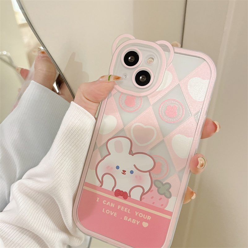 Soft Case Silikon Motif Kartun Beruang Kelinci Untuk iPhone 13 12 11 Pro Max X Xr Xs Max SE 2020 8 7 6 6s Plus