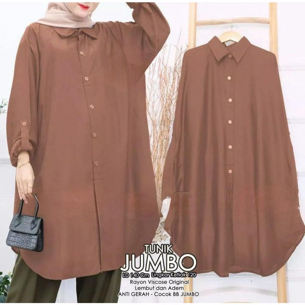 TURUN HARGA  COD TUNIK KEMEJA POLOS JUMBO XXXL 3XL 3L LD 120 XXXXXL 4XL 4L LD 130 XXXXXL 5XL 5L LD 1