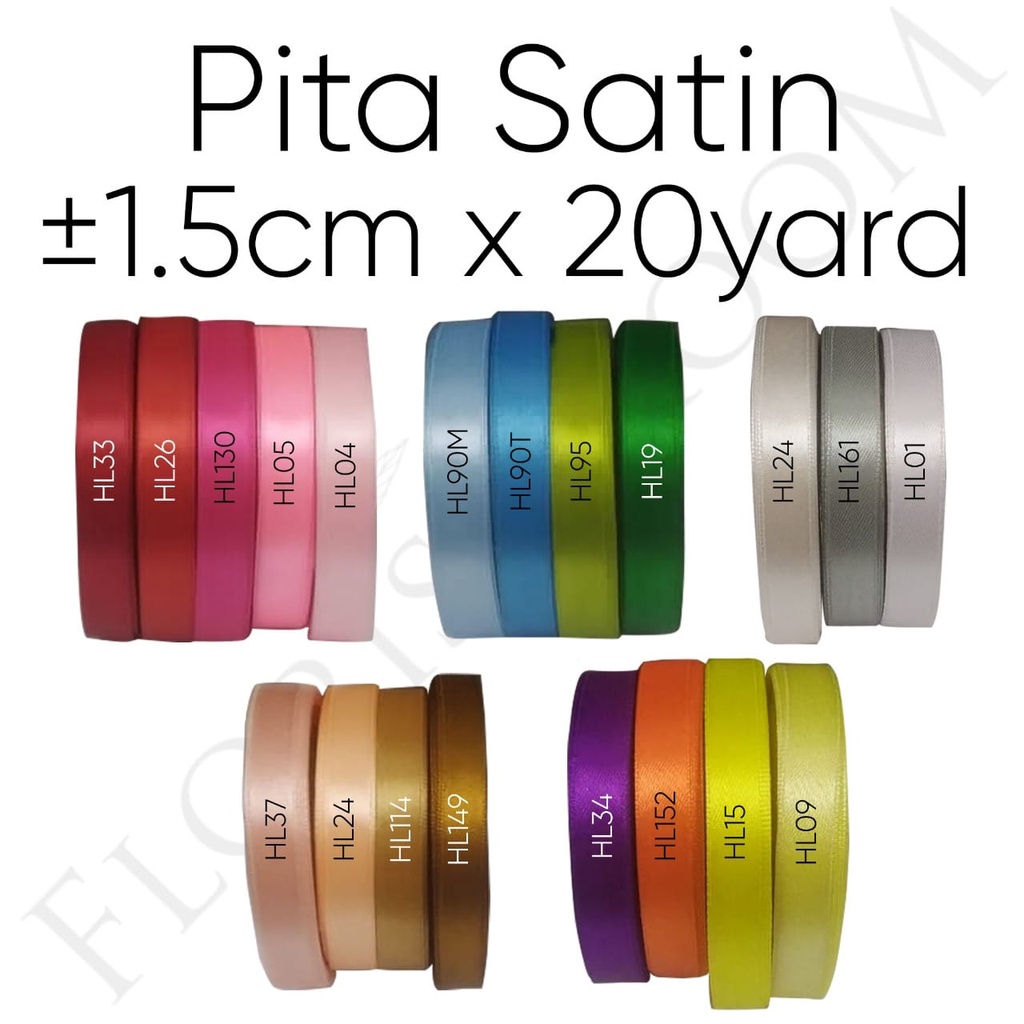 

Pita Satin ±1.5cm x 20 yard - Hadiah - Kado - Local Satin Ribbon