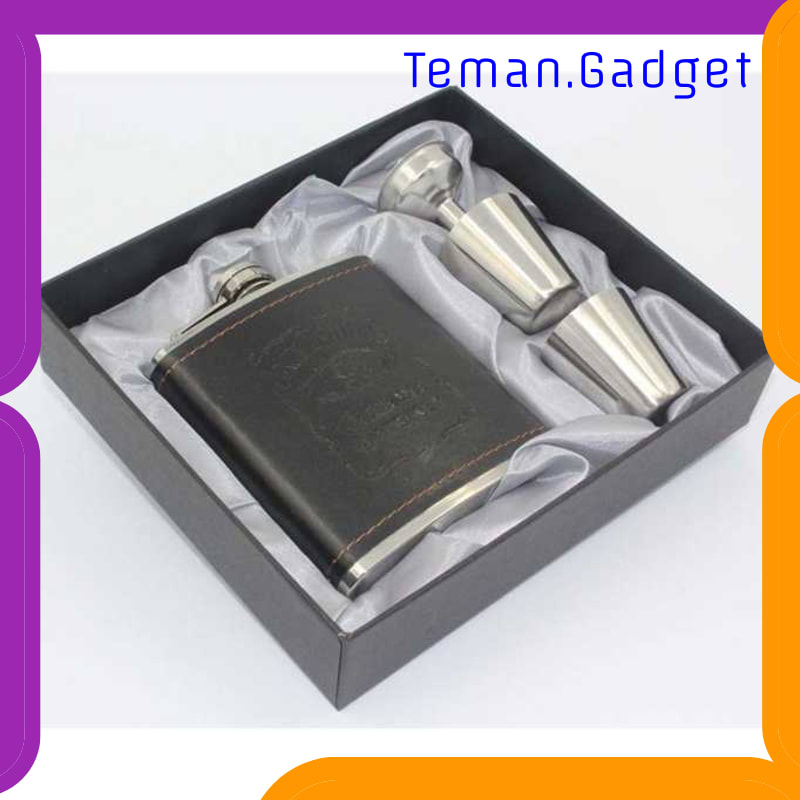 TG-OL031 BOTOL BIR HIP FLASK STAINLESS STEEL LEATHER 7OZ