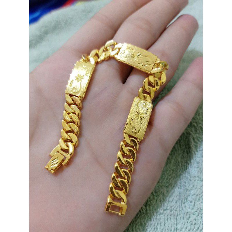 GELANG PLAT DEWASA PERAK 925 LAPIS MAS 24K