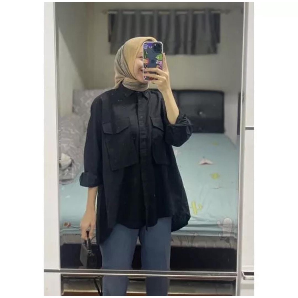 Dita Top Kemeja Wanita Oversize Moscrepe Termurah Atasan Wanita Putih polos Terlaris Ootd Blouse Kekinian