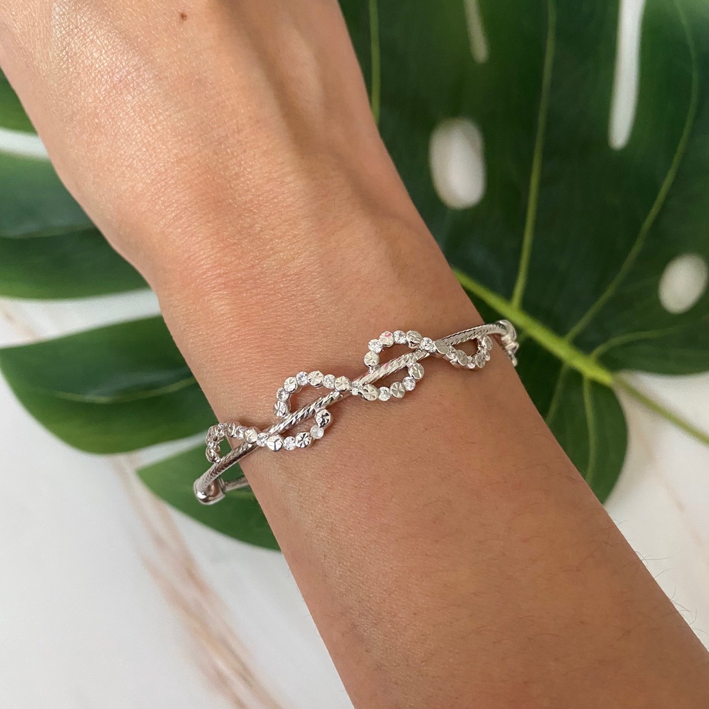 Gelang Kaku Emas Putih 17K Kadar 750 75% Fashion Zircon 7.13 Gram