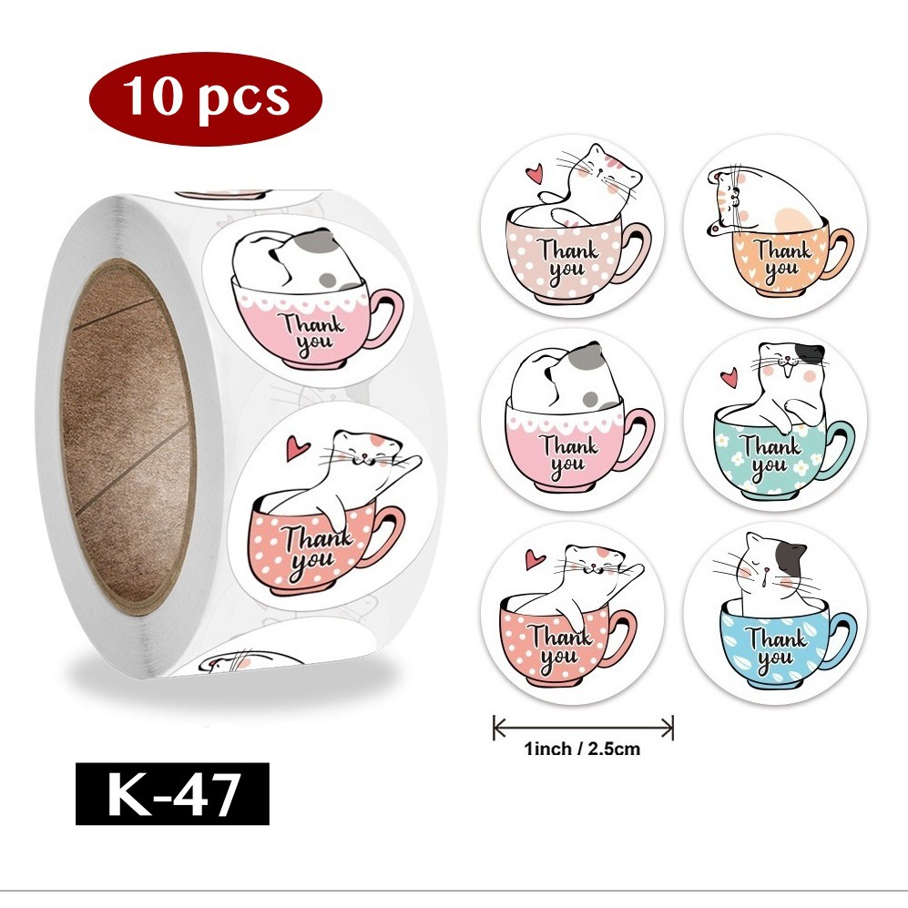AliMaMa - STIKER THANK YOU 10 PCS - Sticker Terima Kasih Segel Olshop Online Shop Packaging Packing Souvenir Suvenir Import Murah Medan-K-47