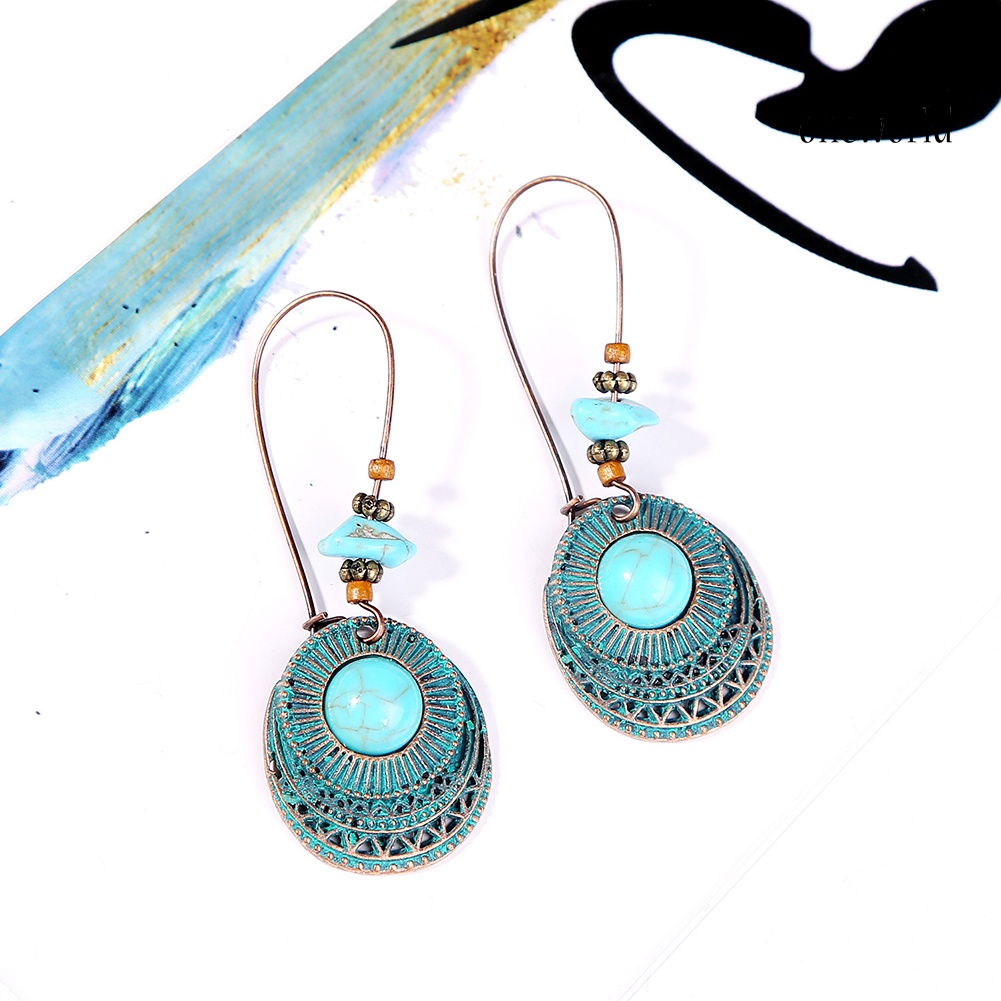 OW# Retro Women Bohemian Ethnic Geometric Dangle Eardrop Hook Earrings Jewelry Gift