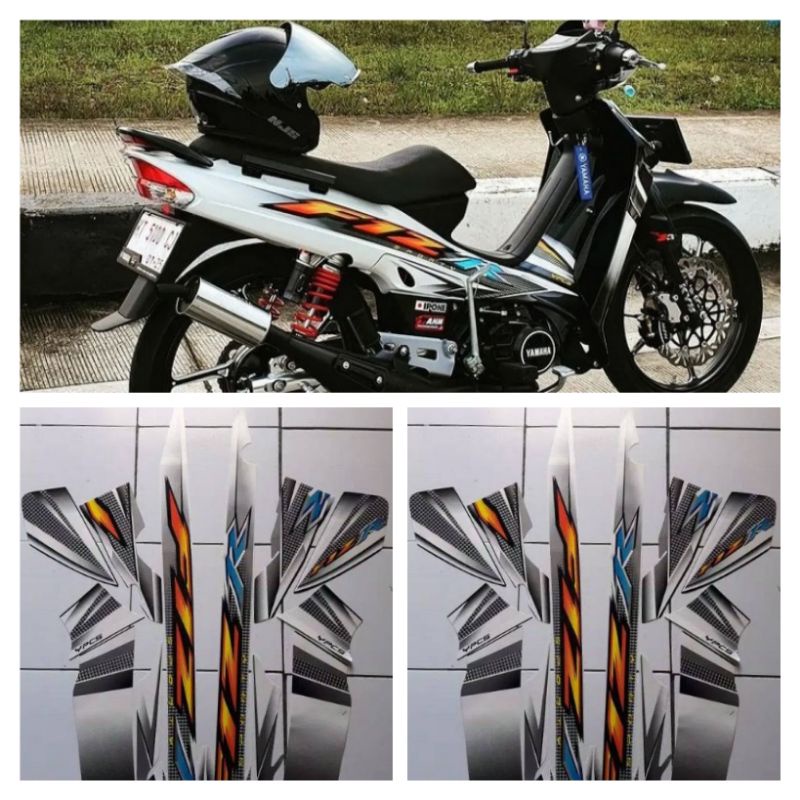 stiker striping lis bodi motor Yamaha FizR 2004 putih hitam