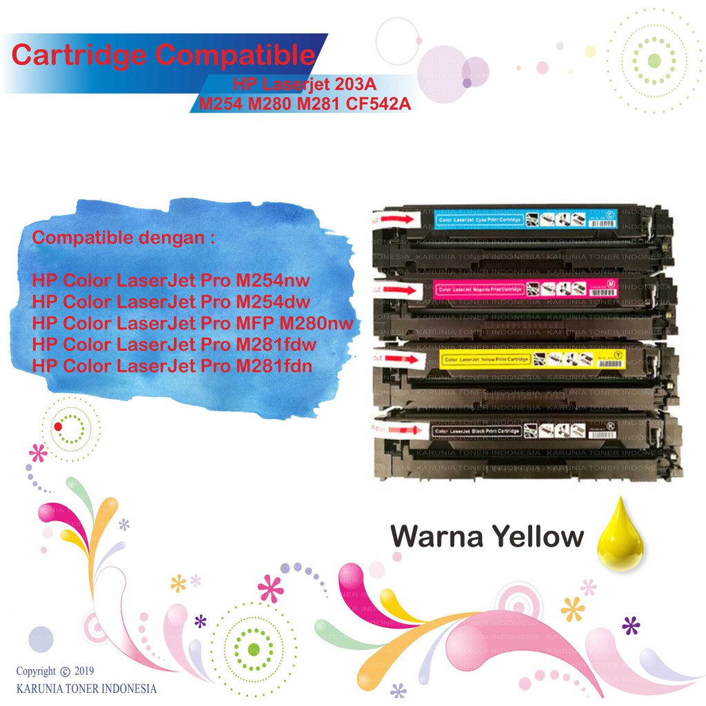 Cartridge Compatible Printer HP Laserjet 203A M280 M281 M254 M254DN CF541A CF543A CF542A CF540A CMYK