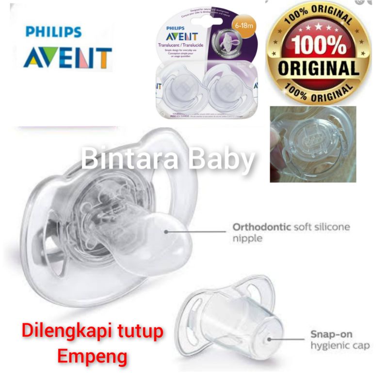 (Lengkap DENGAN TUTUP EMPENG) Empeng Avent Newborn Avent Soother 6m Orthodontic soother Empeng 6 bulan / empeng 6-18 bulan / Empeng Bayi Terbaik