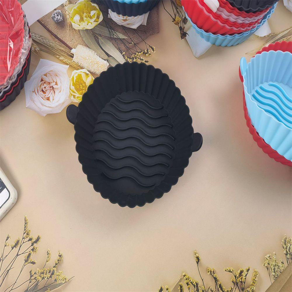 SOLIGHTER Reusable Air Fryer Silicone Pot Cooking Tool Baking Basket Steamer Liner Oven Bread Fried Chicken Pizza Plate Replacement Liners Multifunctional Grill Pot Tray AirFryer Accessories/Multicolor