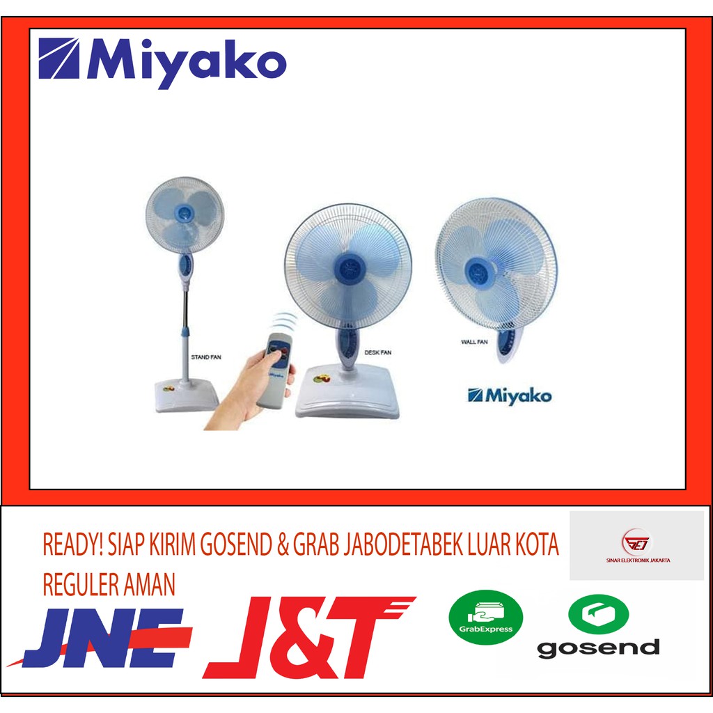 MIYAKO Kipas Angin REMOTE TJR-101. Berdiri, Duduk, Dinding (3in1). Baru Bergaransi Resmi.