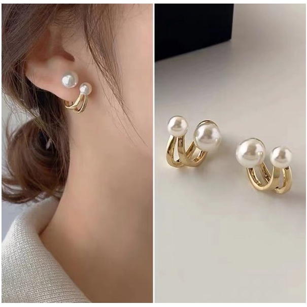 Anting Stud 925 Silver Needle Bentuk Kupu-Kupu Aksen Mutiara Gaya Vintage Untuk Wanita