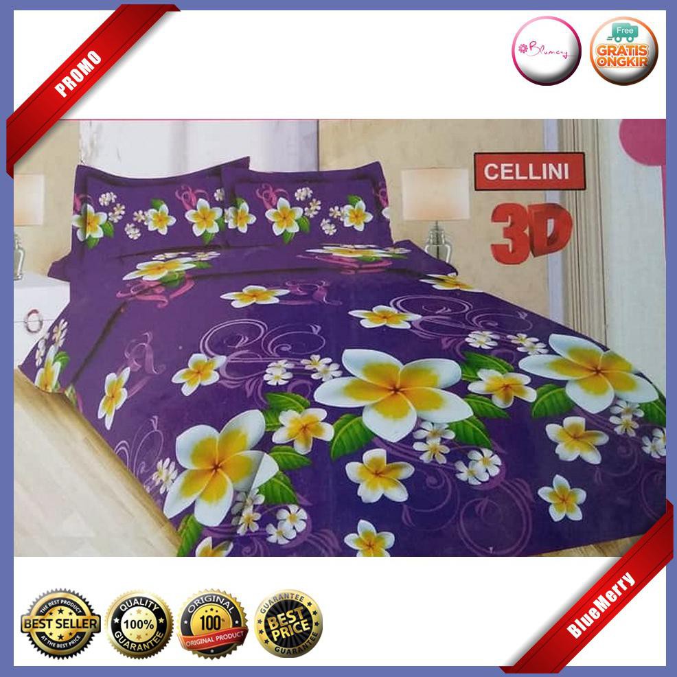 Sprei Bonita Cellini Queen 160 No.2 Seprai Bunga Kamboja Kuning Putih BMSC702