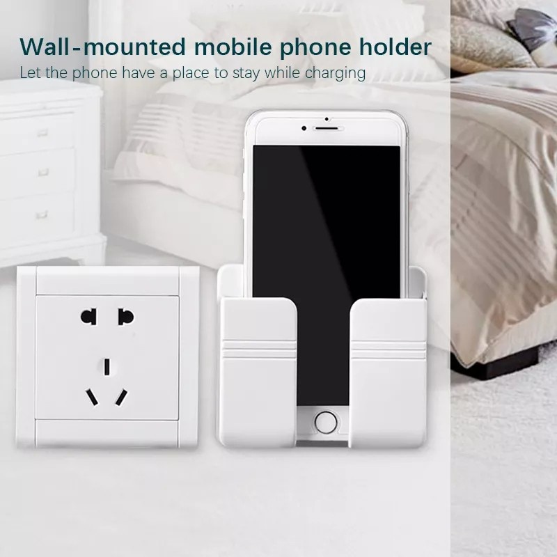 Rak Gantung Hp Charger Remote Tempel Dinding Tembok Holder Phone Cas - Hitam