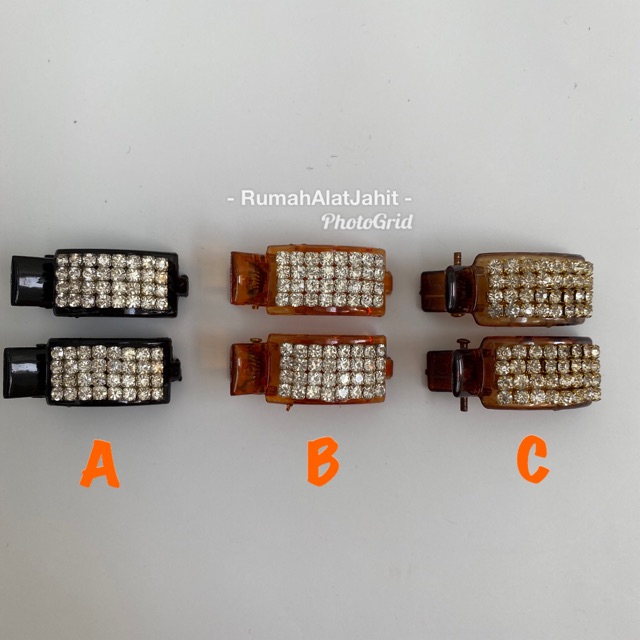 Jepit Rambut / Jedai Kecil Permata 3 cm Model 07A3 motif Permata Baris, jual Sepasang