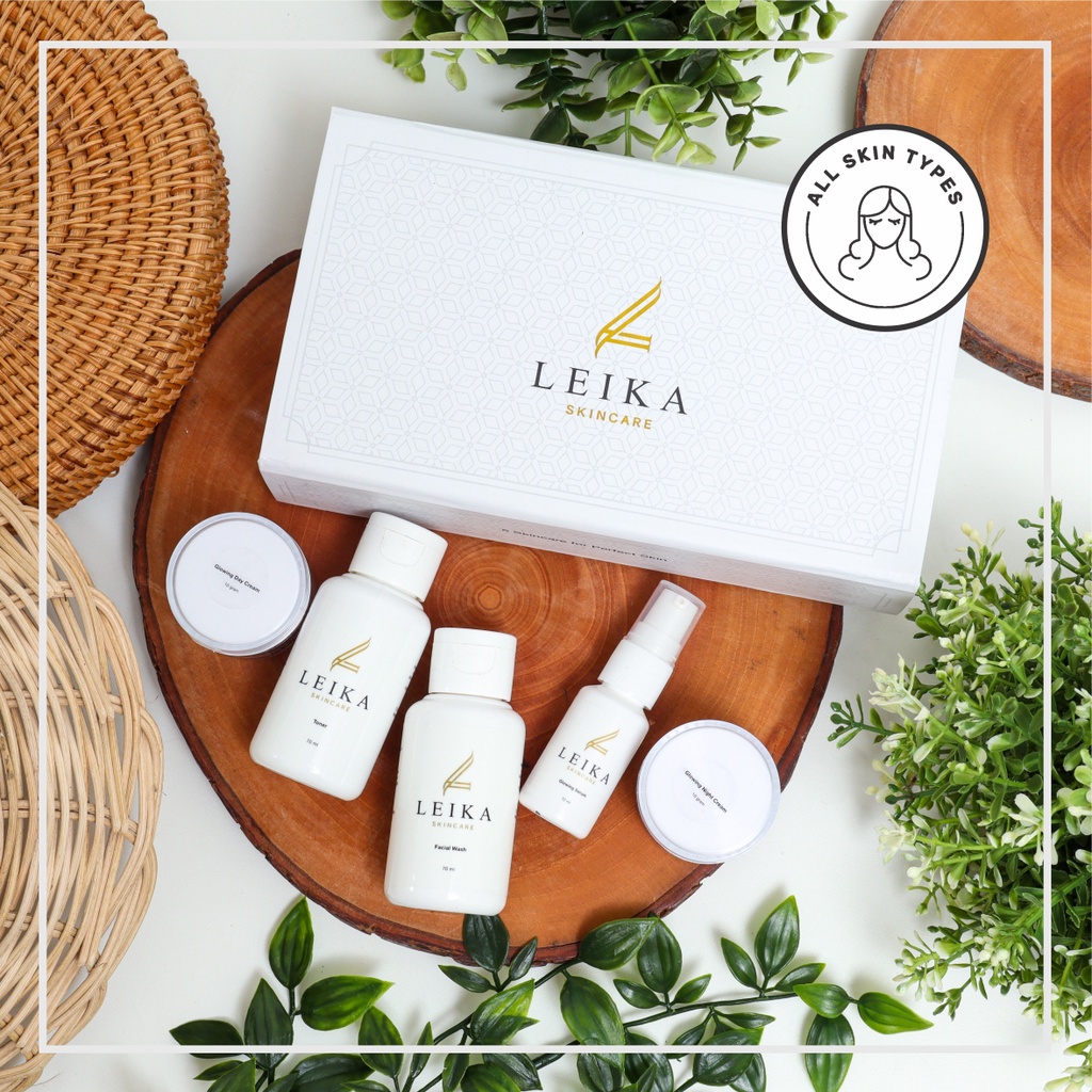 PAKET LEIKA SKINCARE 5 in 1 Paket Penghilang Jerawat Bekas Jerawat Noda Pemutih Wajah Permanen BPOM 
