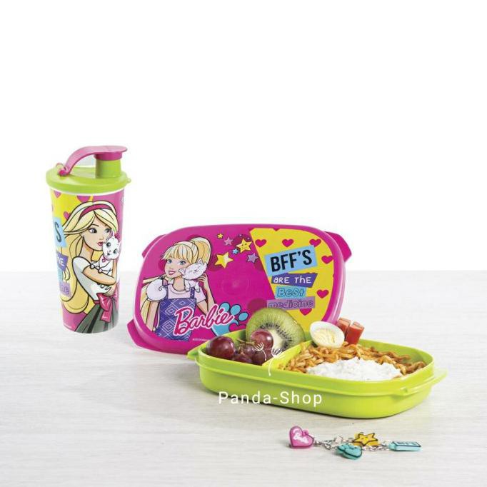 Lunch Box Set Anak / Set Tempat Kotak Makan Anak Tupperware Barbie BFF