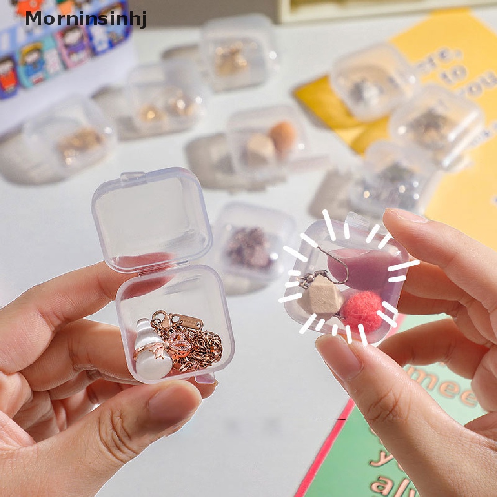 Mornin 10pcs Kotak Kecil Persegi Transparan Anting Kotak Plastik Tempat Penyimpanan Perhiasan id