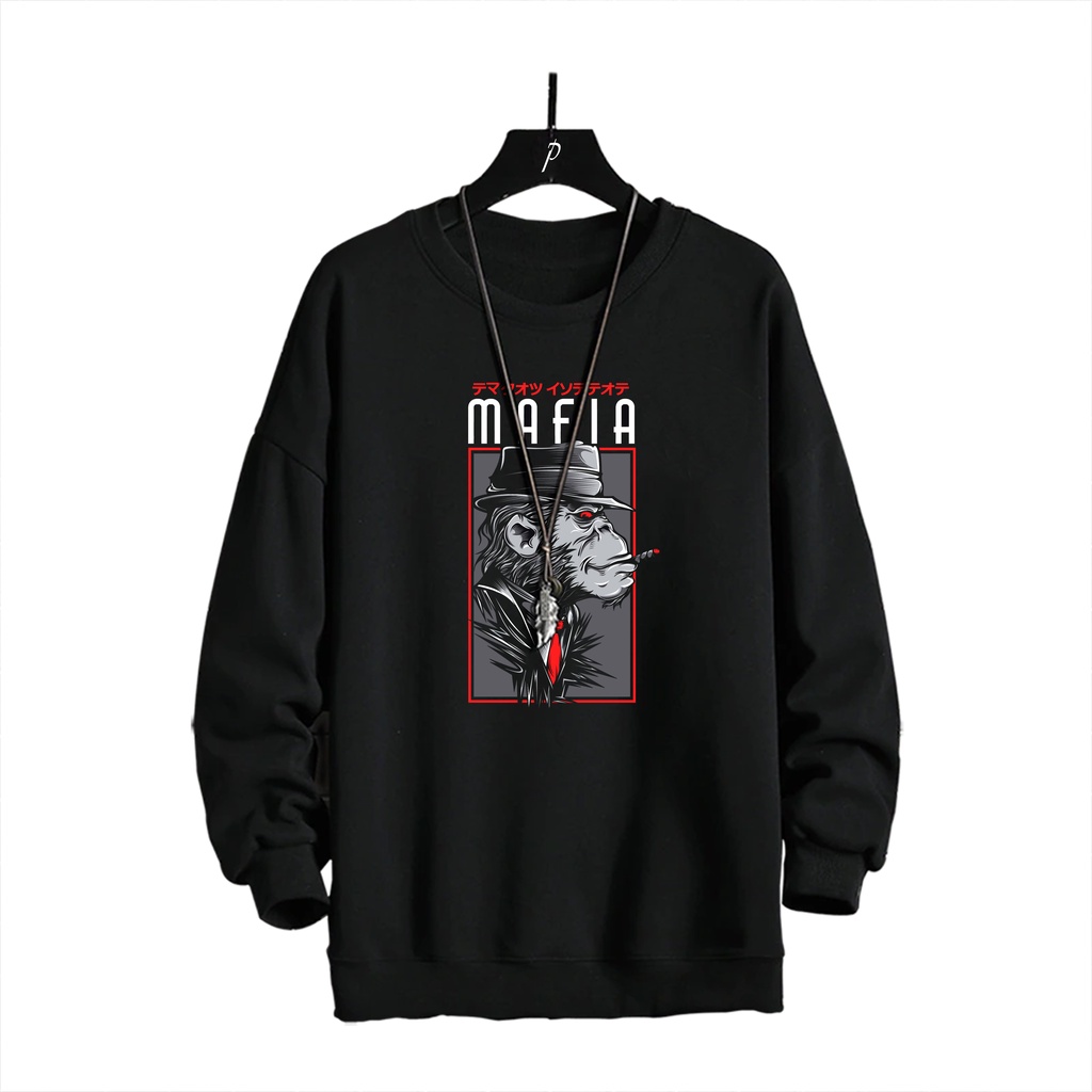 Sweater crewneck pria MAFIA sweter cowok distro murah