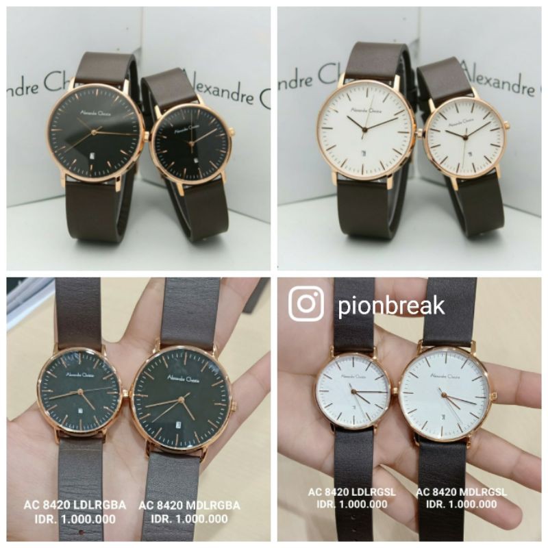 Alexandre Christie 8420 couple / AC8420 Sepasang / AC 8420 kulit coklat original