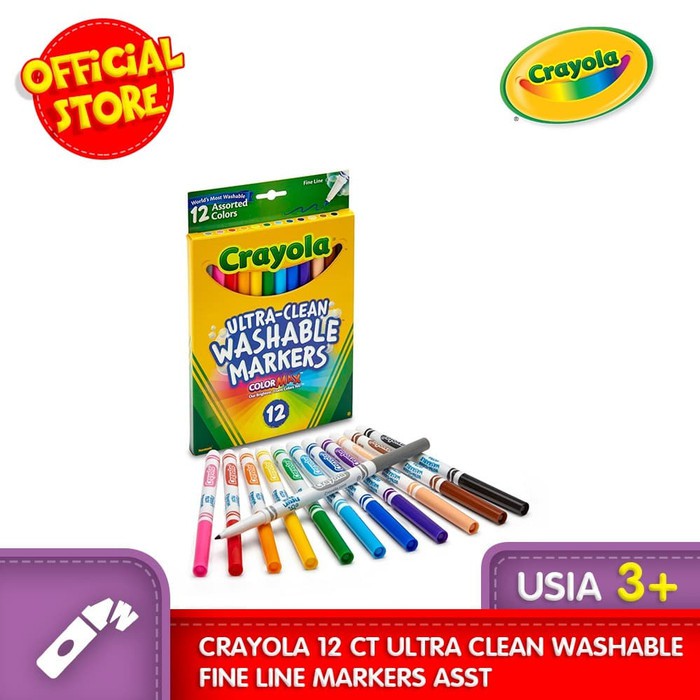 

CRAYOLA 12 Ct Ultra Clean Washable Fine Line Markers Asst