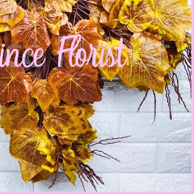 ○ 1 LUSIN DAUN ANGGUR DEKORASI PLASTIK ARTIFICIAL IMPORT /DAUN BACKDROP IMITASI PELAMINAN WEDDING BU