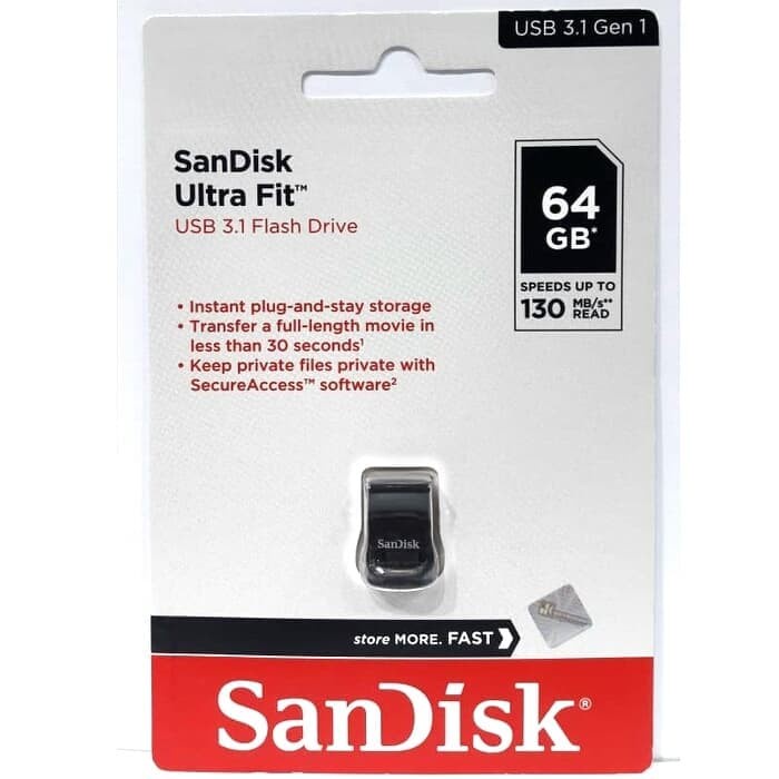 SanDisk Ultra Fit Usb 3.1 Flash Drive 130Mbps CZ430 - 16GB/32GB/64GB/128GB/256GB