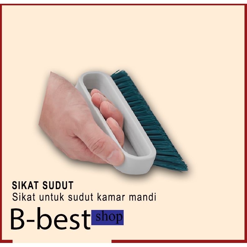 Sikat untuk Sudut kamar mandi jendela keramik tembok /  SIKAT SUDUT DENGAN GAGANG ABU