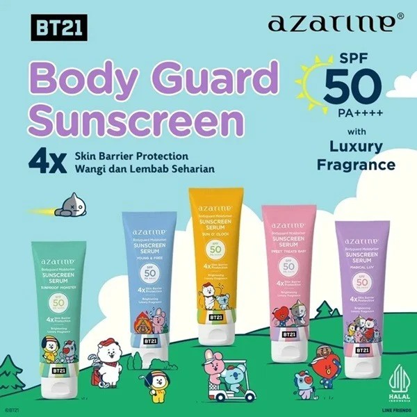 AZARINE x BT21 Body Guard Moisturizer Sunscreen Serum 100ml SPF 50 PA++++ | Sunblock Sun Screen Body Lotion BY AILIN