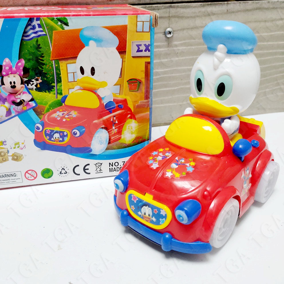 Cartoon Car Mickey Donald Paw Patrol Hello Kitty Disney Mainan Mobil Musik Lampu